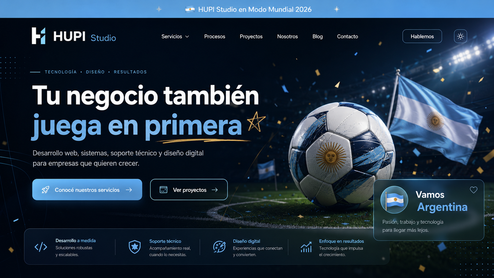 HUPI Studio en modo Mundial 2026 - Vamos Argentina